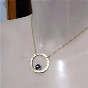 Hadar Designers Handmade Modern Gold pl Silver Pearl Pendant Necklace (V) SALE