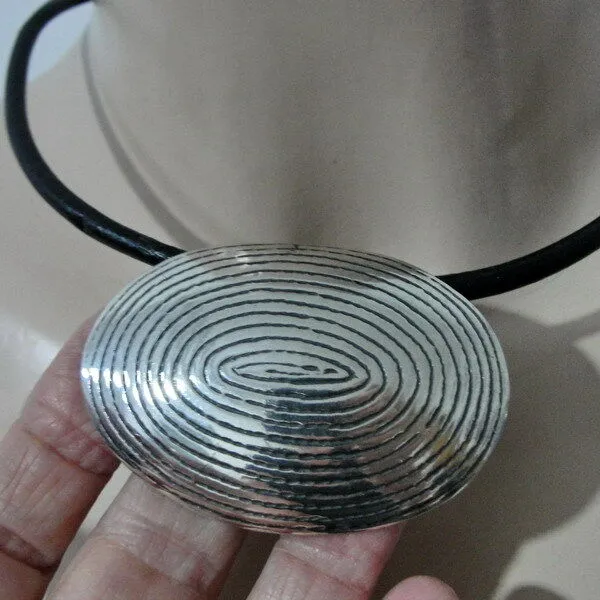 Hadar Designers Handmade Sophisticated Leather 925 Sterling Silver Pendant (H)y