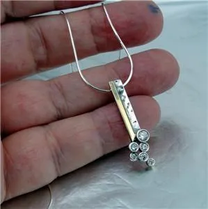 Hadar Designers Handmade Sterling Silver 9k Yellow Gold White Zircon Pendant (sY