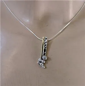 Hadar Designers Handmade Sterling Silver 9k Yellow Gold White Zircon Pendant (sY