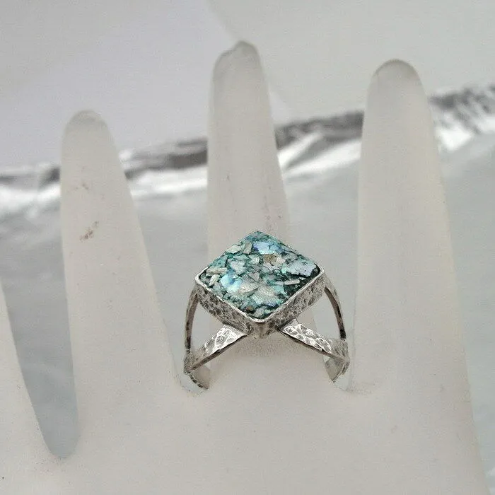 Hadar Designers Handmade Sterling Silver Antique Roman Glass Ring 6,7,8,9, (as 3