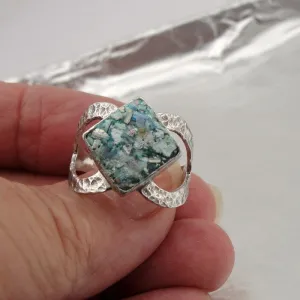 Hadar Designers Handmade Sterling Silver Antique Roman Glass Ring 6,7,8,9, (as 3