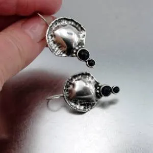 Hadar Designers Handmade Sterling Silver Black Onyx Earrings Pendant Set (H)SALE
