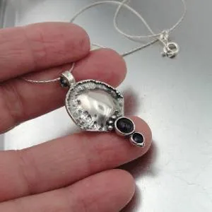 Hadar Designers Handmade Sterling Silver Black Onyx Earrings Pendant Set (H)SALE