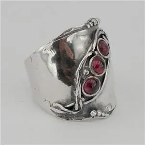 Hadar Designers Handmade Sterling Silver Red Garnet Ring 6,7,8,9,10 (H 1913
