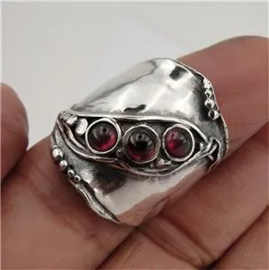 Hadar Designers Handmade Sterling Silver Red Garnet Ring 6,7,8,9,10 (H 1913