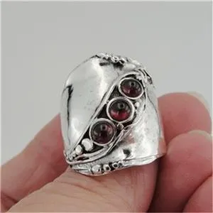 Hadar Designers Handmade Sterling Silver Red Garnet Ring 6,7,8,9,10 (H 1913