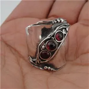 Hadar Designers Handmade Sterling Silver Red Garnet Ring 6,7,8,9,10 (H 1913