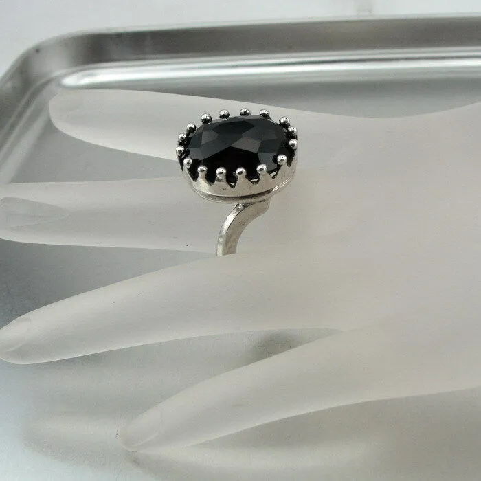 Hadar Designers Handmade Sterling Silver Smoky Q. Ring size 6.5, 7 (H) SALE