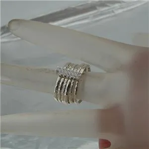 Hadar Designers Handmade Sterling Silver Zircon Multi Ring size 6.5 (I r580s) Y