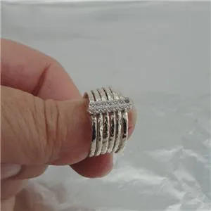Hadar Designers Handmade Sterling Silver Zircon Multi Ring size 6.5 (I r580s) Y