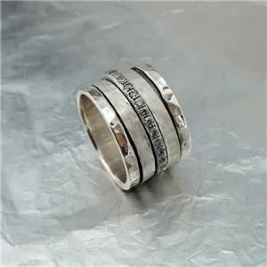 Hadar Designers Handmade Swivel 925 Silver Zircon Ring size 7,8,9,10 (I r915)Y