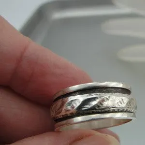 Hadar Designers Handmade Swivel Sterling Silver Ring size 9, 9.5 (sp) SALE