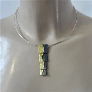 Hadar Designers Handmade yellow Gold Plated 925 Sterling Silver Collar Pendant (
