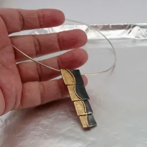 Hadar Designers Handmade yellow Gold Plated 925 Sterling Silver Collar Pendant (