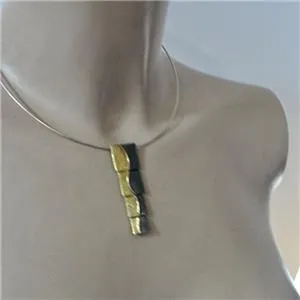 Hadar Designers Handmade yellow Gold Plated 925 Sterling Silver Collar Pendant (