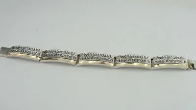 Hadar Designers Jewish Art Jodaica Shema Israel Pray 9k Gold Silver Bracelet (B)