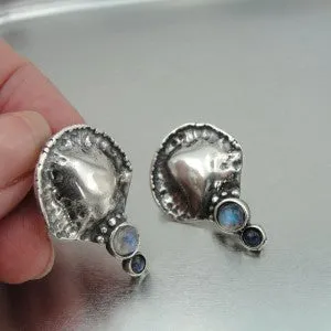 Hadar Designers labradorite earrings Artistic 925 sterling silver handmade (H 2662