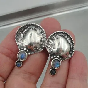 Hadar Designers labradorite earrings Artistic 925 sterling silver handmade (H 2662