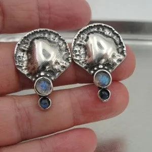 Hadar Designers labradorite earrings Artistic 925 sterling silver handmade (H 2662