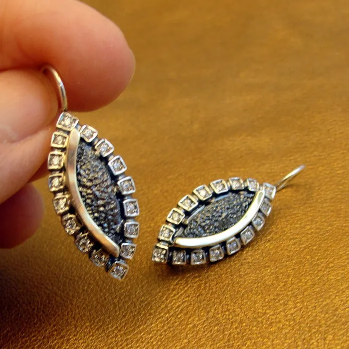 Hadar Designers Lava Zircon Ring 9k Yellow Gold Sterling Silver sz 7, 7.5 (ms)y