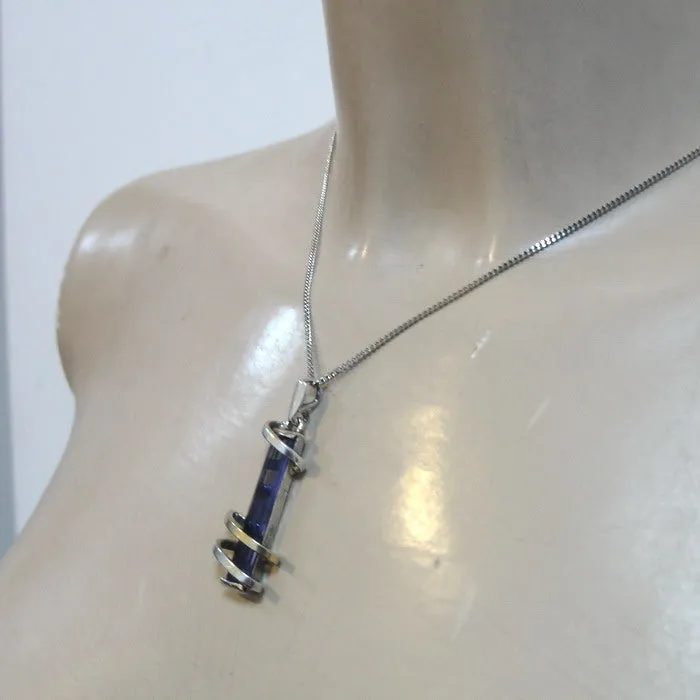 Hadar Designers Lavender CZ Pendant Gift 9k Yellow Gold 925 Silver Handmade (MS)