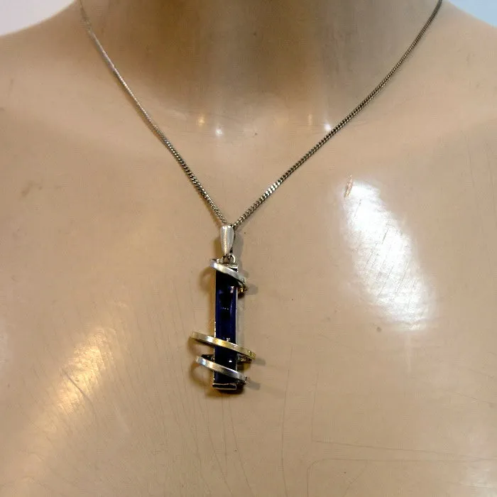 Hadar Designers Lavender CZ Pendant Gift 9k Yellow Gold 925 Silver Handmade (MS)