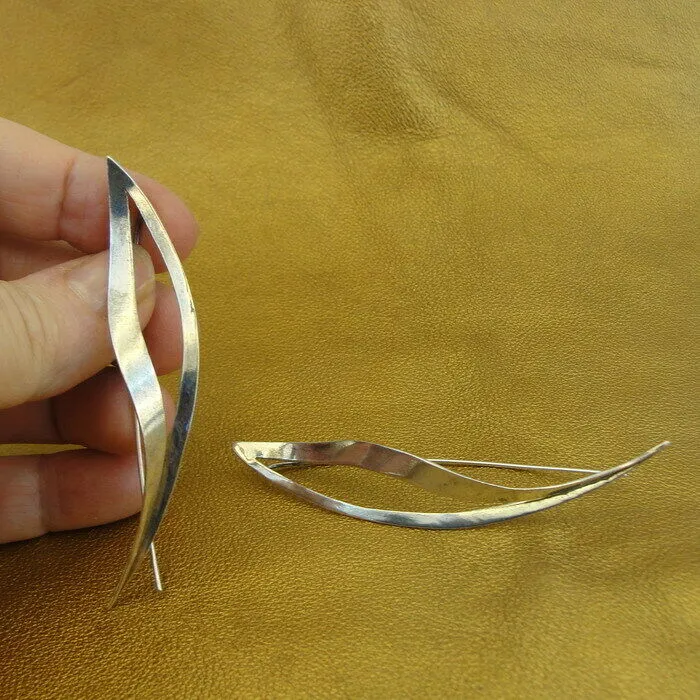 Hadar Designers Long Artistic 925 Sterling Silver Earrings Handmade (s) y