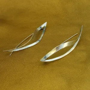 Hadar Designers Long Artistic 925 Sterling Silver Earrings Handmade (s) y
