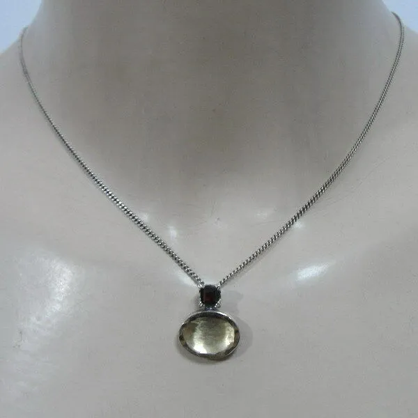 Hadar Designers Modern 9k Brushed yellow Gold 925 Silver Garnet Pendant (ms 1252