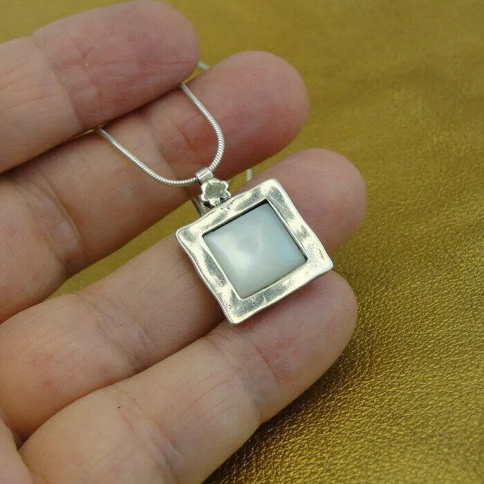 Hadar Designers MOP Mother of Pearl Pendant Sterling Silver Handmade Art (MS) y