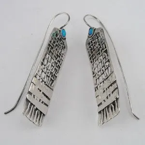 Hadar Designers NEW Handmade Sterling Silver Long Blue Opal Earrings (H) SALE