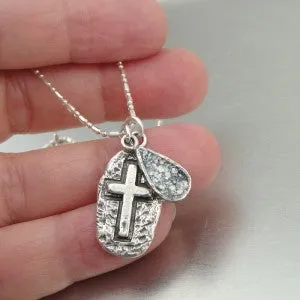 Hadar Designers NEW Sterling Silver Cross Ancient Roman Glass Pendant (as)