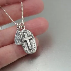 Hadar Designers NEW Sterling Silver Cross Ancient Roman Glass Pendant (as)