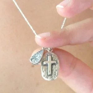 Hadar Designers NEW Sterling Silver Cross Ancient Roman Glass Pendant (as)