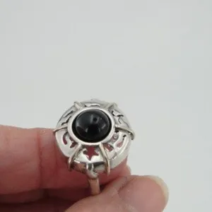 Hadar Designers Onyx Ring 9k yellow Gold 925 Silver 6,7,8,9 Handmade (H 123)8y