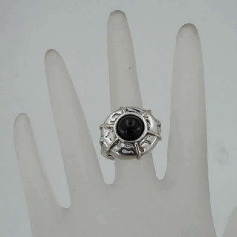 Hadar Designers Onyx Ring 9k yellow Gold 925 Silver 6,7,8,9 Handmade (H 123)8y