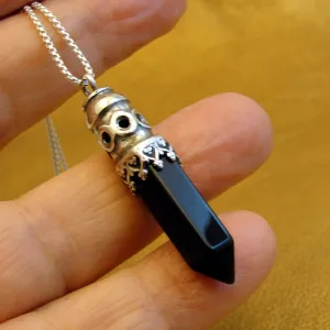 Hadar Designers Onyx Stone Pendant Artist 925 Sterling Silver Handmade (H) last