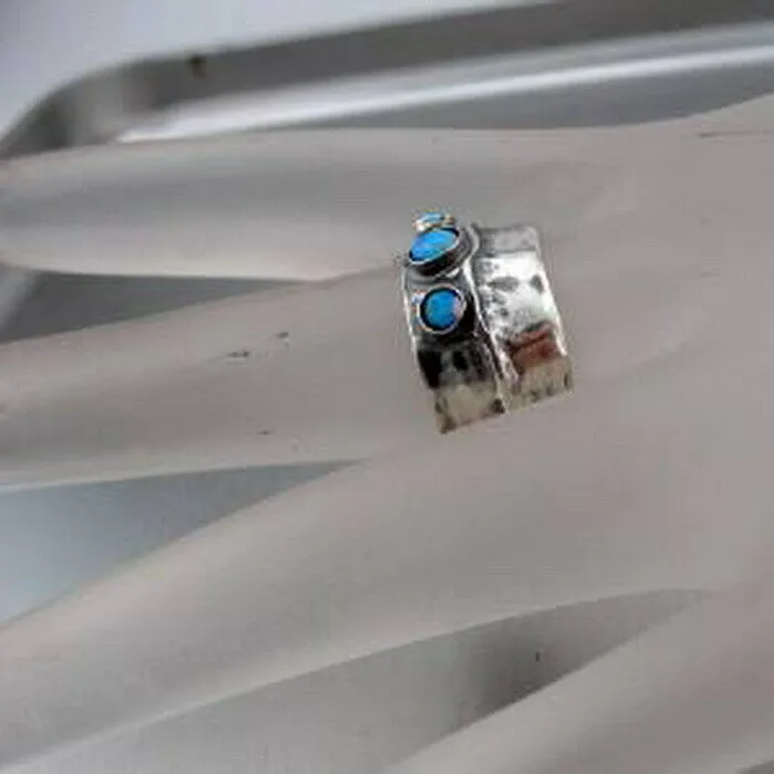 Hadar Designers Opal Ring size 7,7.5,8 Artistic 925 Sterling Silver Handmade (Hy