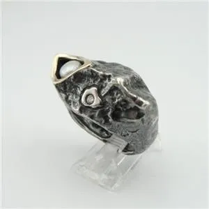 Hadar Designers Pearl Ring, Wild style, Handmade, Sterling Silver and  9k Yellow Gold (MS