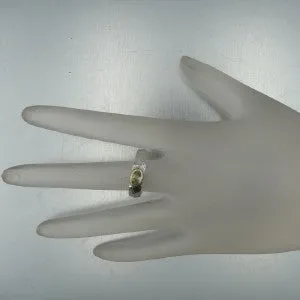 Hadar Designers Peridot Ring 6,7,8,9 Handmade 9k Yellow Gold 925 Silver (I r73y