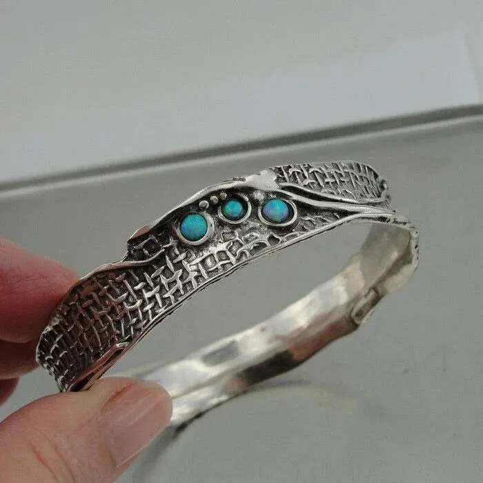 Hadar Designers red garnet bangle bracelet 925 sterling silver handmade (H 3142)