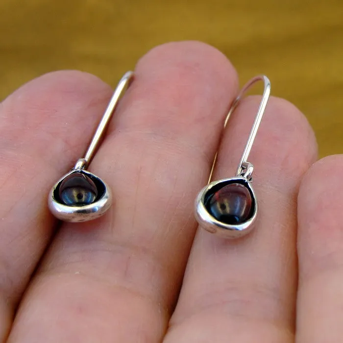 Hadar Designers Red Garnet Drop Earrings Handmade 925 Sterling Silver (ms 1710)