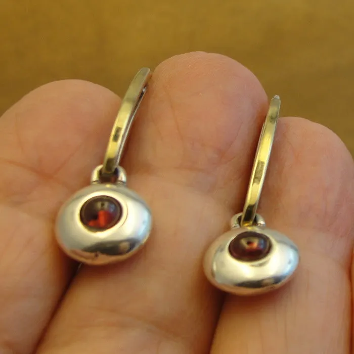 Hadar Designers red garnet earrings 9k gold 925 silver long handmade (ms 1807)y