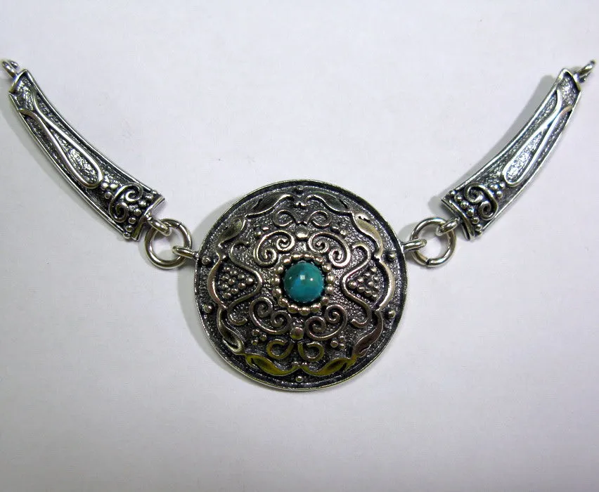 Hadar Designers Red Garnet Necklace 925 Sterling Silver Artist Handmade (MS)y