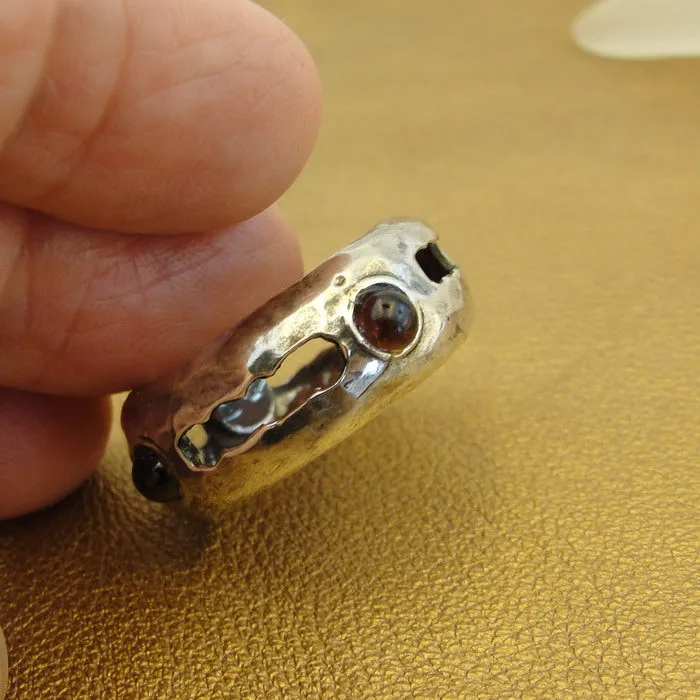 Hadar Designers Red Garnet Ring size 9, 9.5 Handmade 925 Sterling Silver (H) LAST