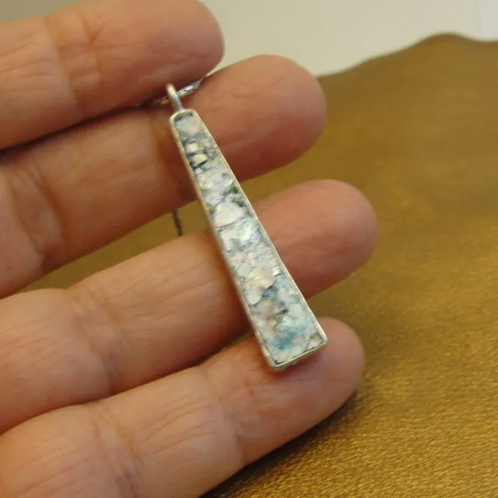 Hadar Designers Roman Glass Pendant 925 Sterling Silver Handmade (as 518210)