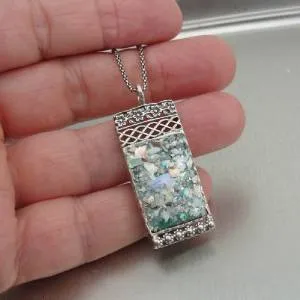 Hadar Designers Roman Glass Pendant Sterling Silver filigree Handmade (as 518311
