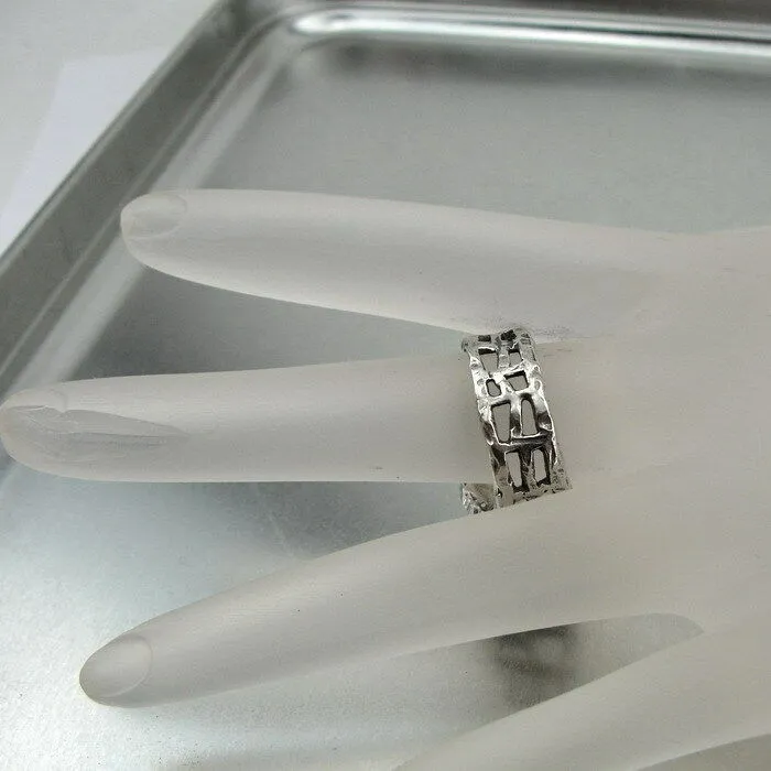 Hadar Designers Rustic Handmade 925 Silver Roman Glass Garnet Ring 6,7,8,9 (as)