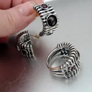 Hadar Designers Smokey Q Ring size 6.5, 7 Handmade 925 Sterling Silver (H) SALE